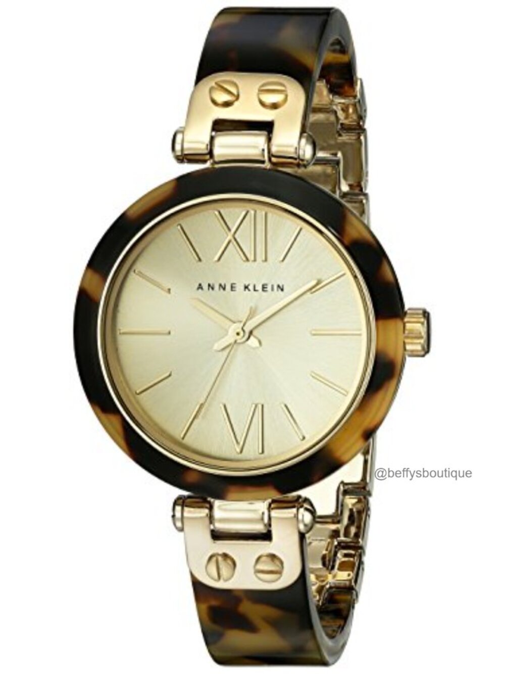 Anne Klein Women's Resin Bangle Watch Gold-Tone Champagne Dial 34mm